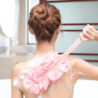 Long Handle Bath Sponge Shower Brush Back Scrubber (1 Pc)